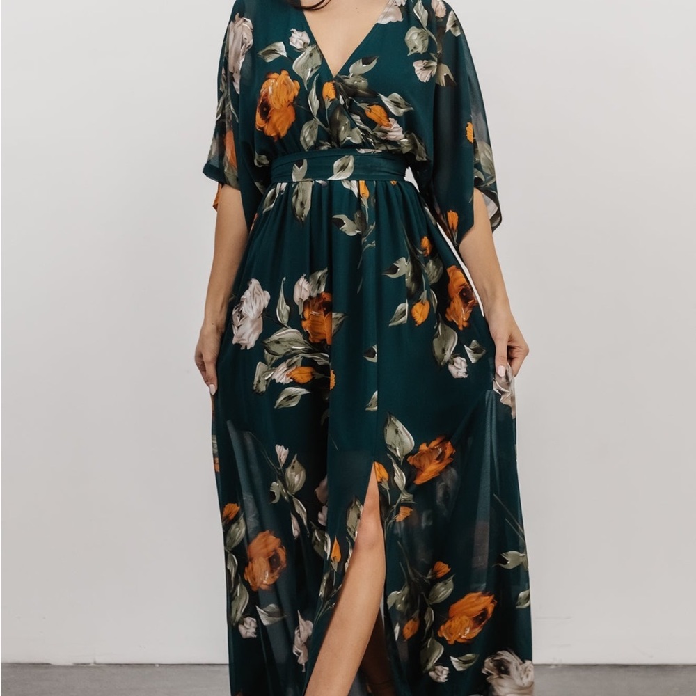 Baltic born plus maxi slit dress green floral wrap